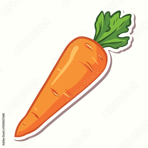 Carrot Sticker Vector Illustration Cartoon Style Vegetable Clip art Orange and Green
