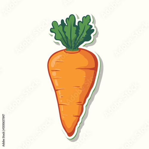 Carrot Sticker Vector Illustration Cartoon Style Vegetable Clip art Orange and Green