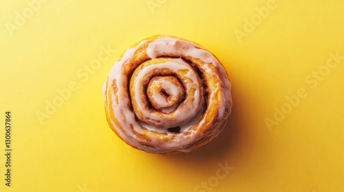 Wallpaper Mural Sweet cinnamon roll with icing on yellow background. Torontodigital.ca