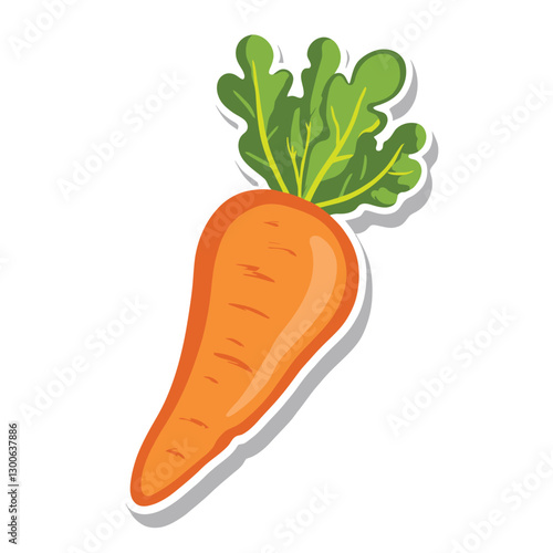 Carrot Sticker Vector Illustration Cartoon Style Vegetable Clip art Orange and Green