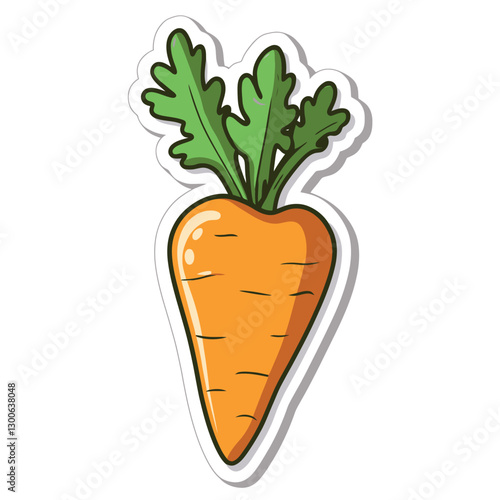 Carrot Sticker Vector Illustration Cartoon Style Vegetable Clip art Orange and Green