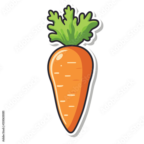 Carrot Sticker Vector Illustration Cartoon Style Vegetable Clip art Orange and Green