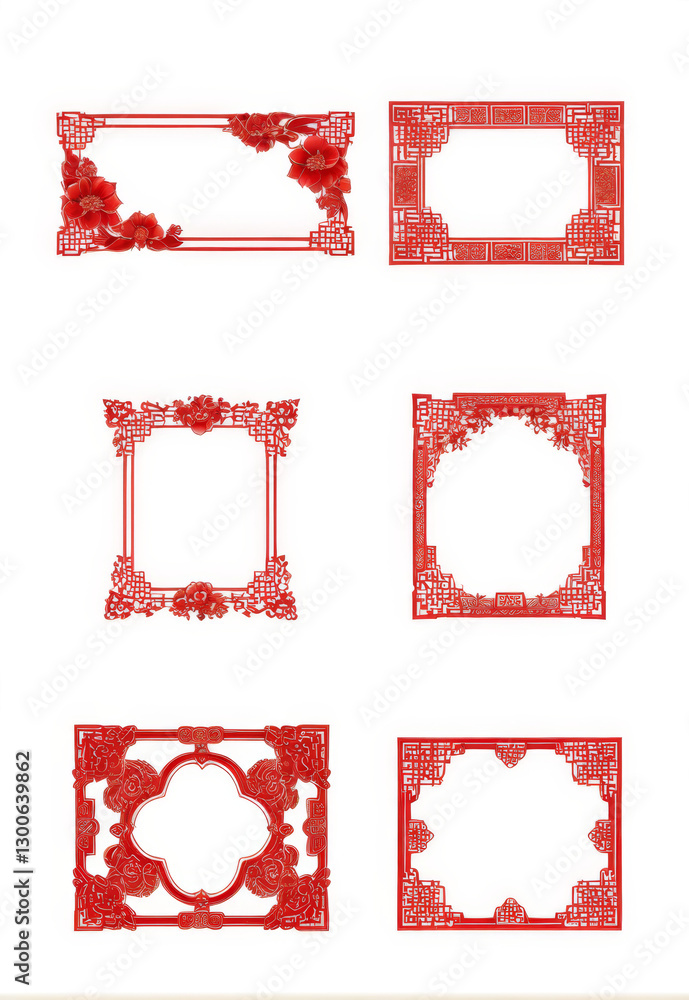 Chinese Style Border Red Rectangular Textured Border Material Chinese Style Border Red Rectangular Textured Border Material