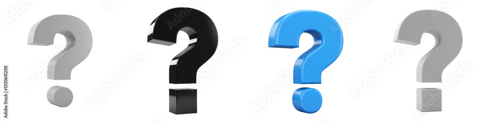 3D Rendered Question Marks in Gray, Black, and Blue 3D Rendered Question Marks in Gray, Black, and Blue