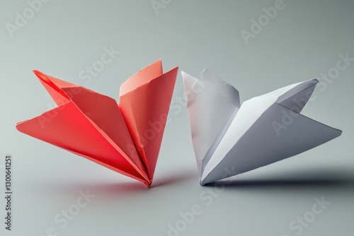 Wallpaper Mural Two paper airplanes crossed in heart shape with copy space center Torontodigital.ca