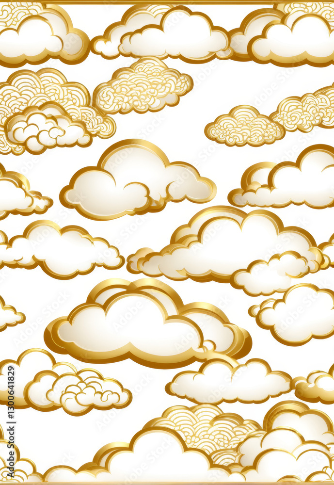 Chinese Classical Gold Cloud Pattern Commercial Element Chinese Classical Gold Cloud Pattern Commercial Element