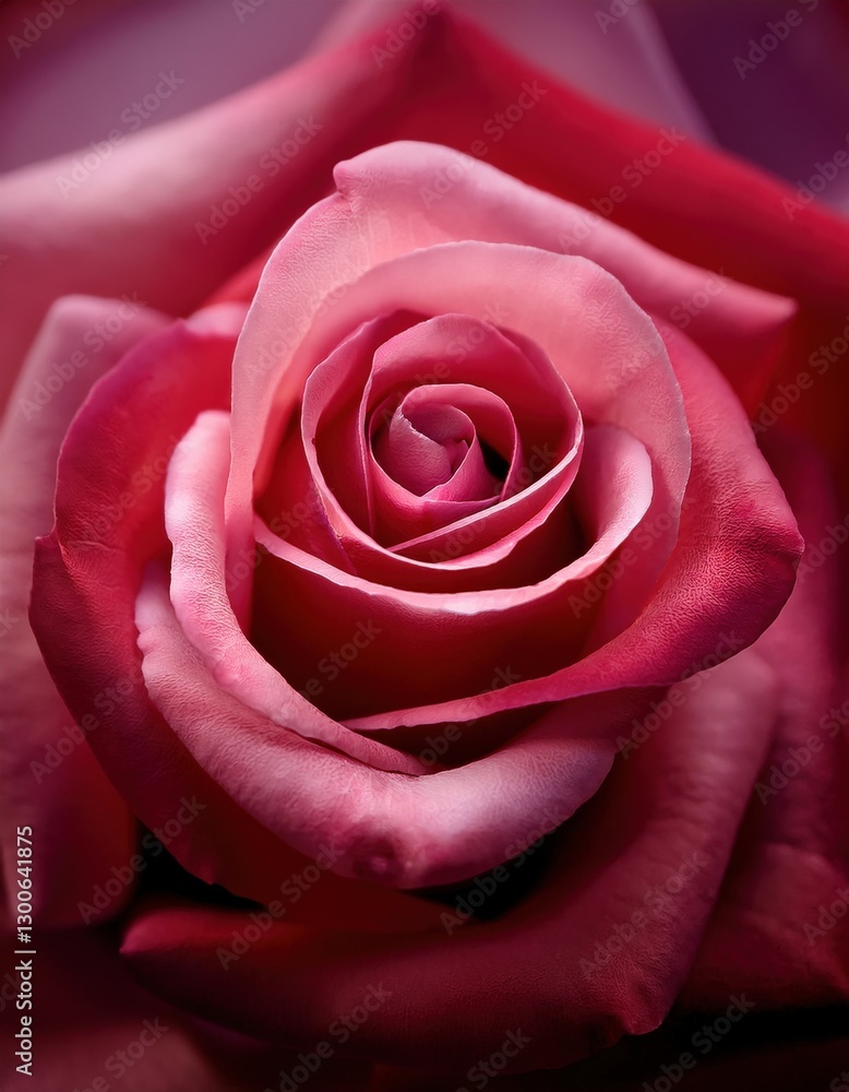 Obraz premium A macro shot of a delicate rose, capturing the velvety texture of its petals and the subtle gradient of colors that shift from soft pink to deeper hues, highlighting the flower’s intricate beauty.