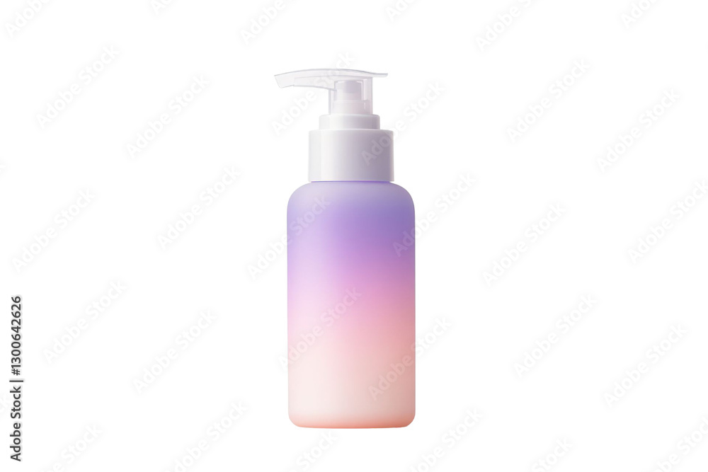 Cosmetic bottle with gradient purple pink color on transparent background Cosmetic bottle with gradient purple pink color on transparent background
