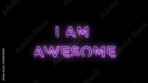 I am awesome pink and purple neon sign 4k animation