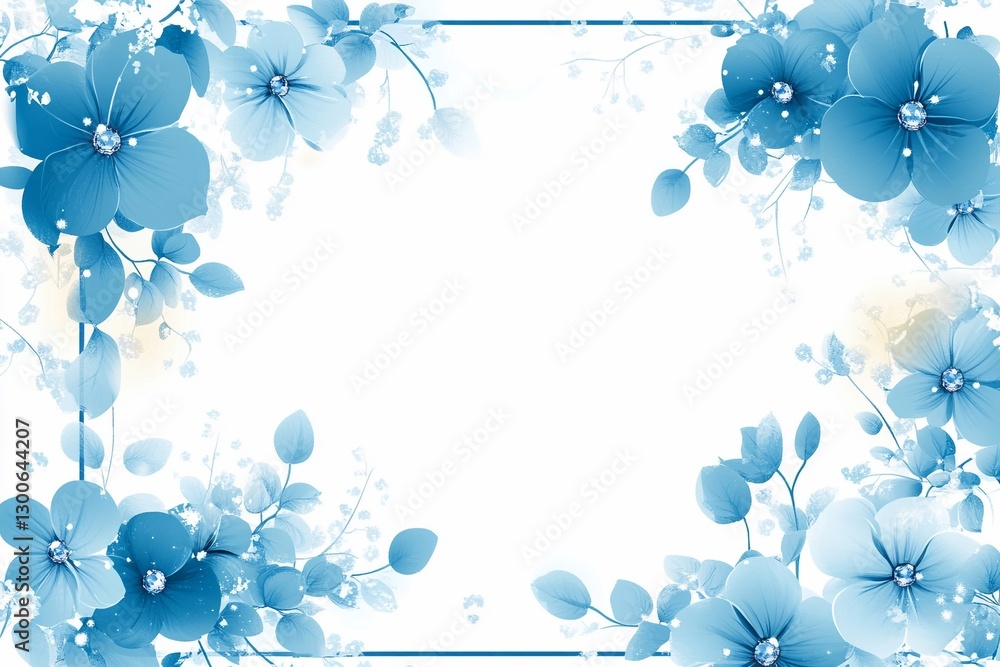 Beautiful blue floral design featuring intricate blossoms and leaves for decorative purposes in various craft projects Beautiful blue floral design featuring intricate blossoms and leaves for decorative purposes in various craft projects