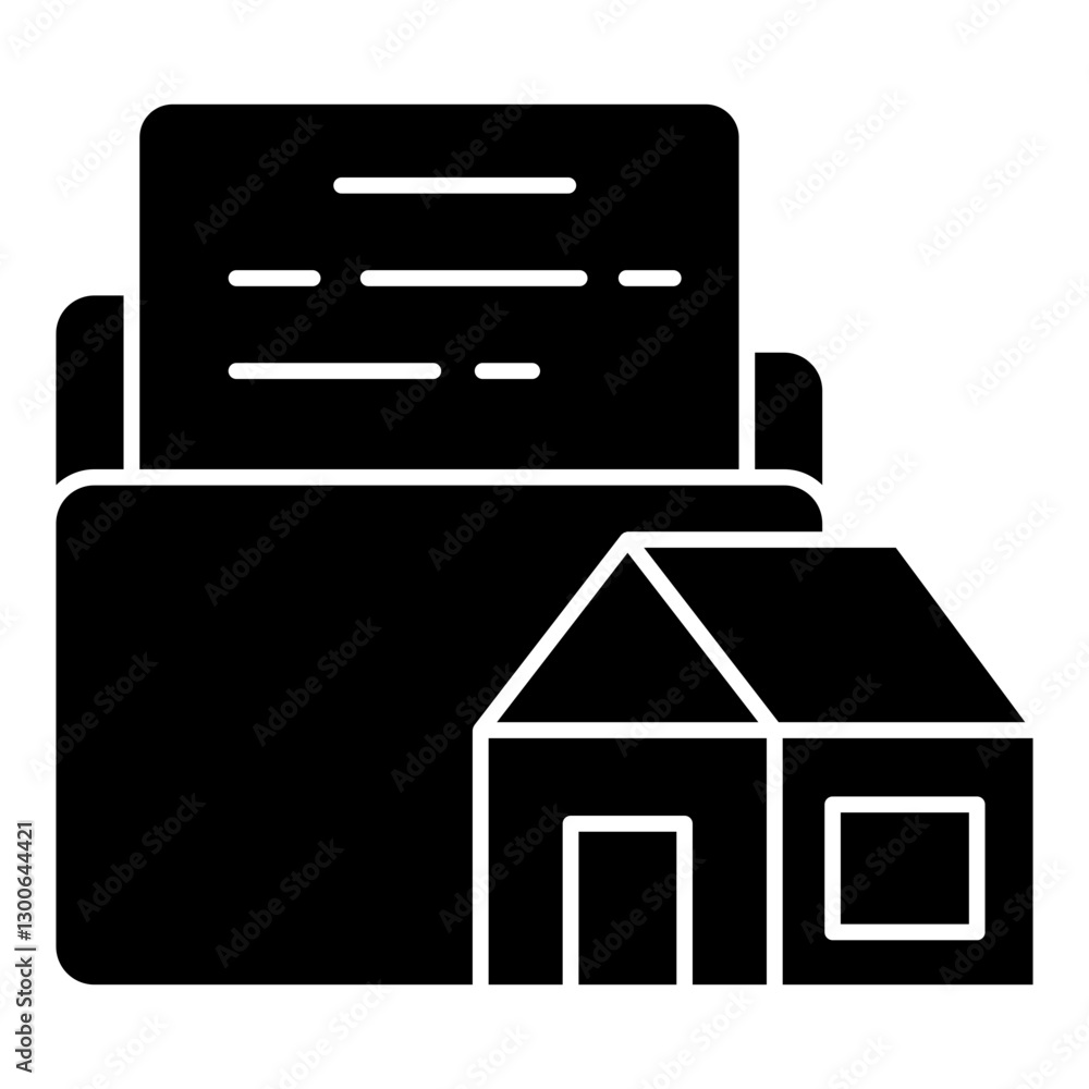 Conceptual flat design icon of property folder Conceptual flat design icon of property folder