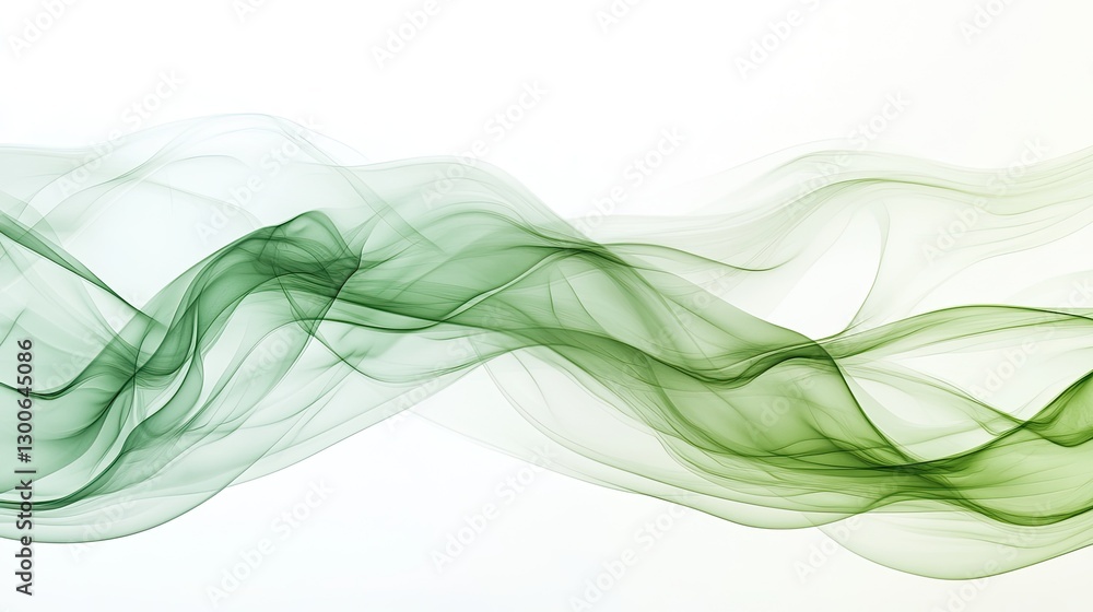 Ethereal green smoke trails gracefully across a crisp white backdrop Ethereal green smoke trails gracefully across a crisp white backdrop