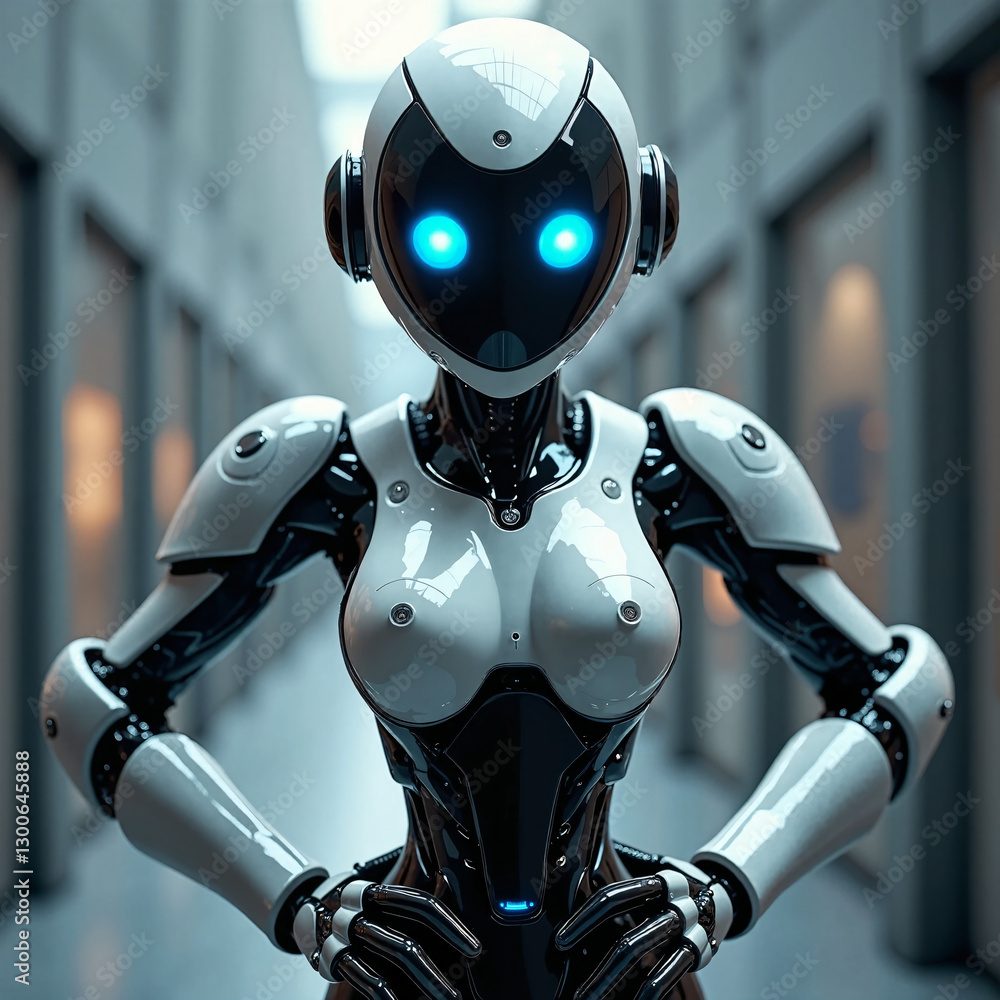 custom made wallpaper toronto digitalA futuristic robot with big eyes in a heroic pose