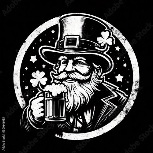 Celebratory Saint Patrick's Day Leprechaun Toasting with a Mug of Beer Illustration