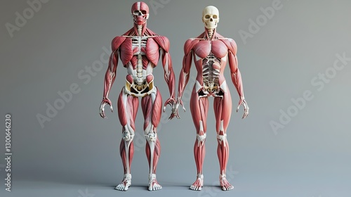 Male and female muscle and skeletal systems.Generative