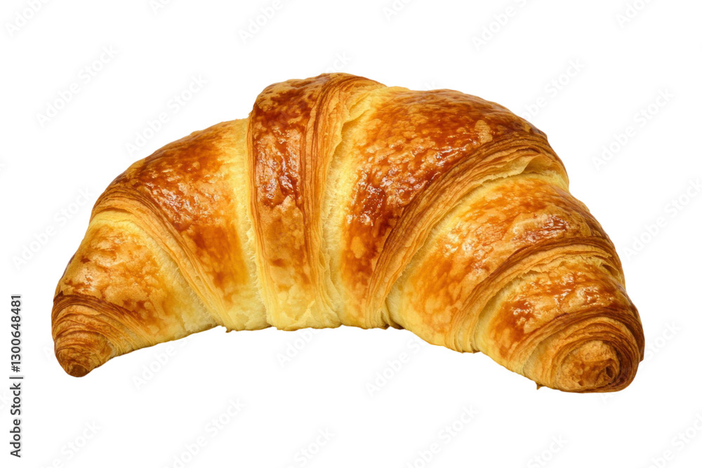 Isolated golden croissant on transparent background shows flaky texture and baked appearance Isolated golden croissant on transparent background shows flaky texture and baked appearance