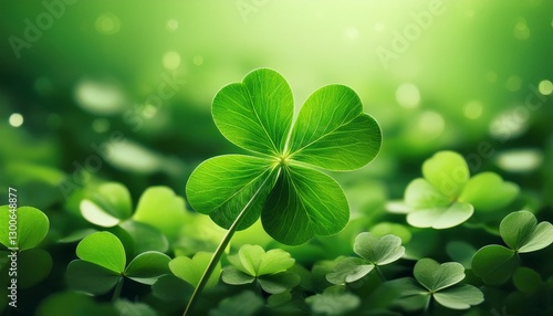 four leaf clover on green shamrock background