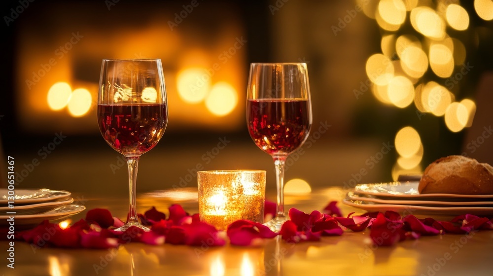 Elegant dining table set for two