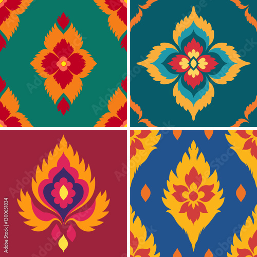 Flower Kat ethnic tribal seamless pattern flower seamless wallpaper Ethnic Kat abstract background art illustration for are