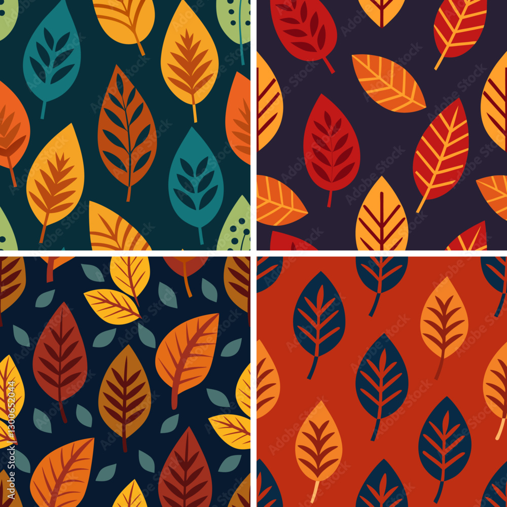 Obraz premium Seamless Block Print Batik Leaf Pattern Vector 