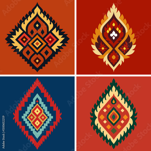 Kat paisley embroidery on the fabric in Indonesian India and Asian countries geometric ethnic oriental seamless pattern