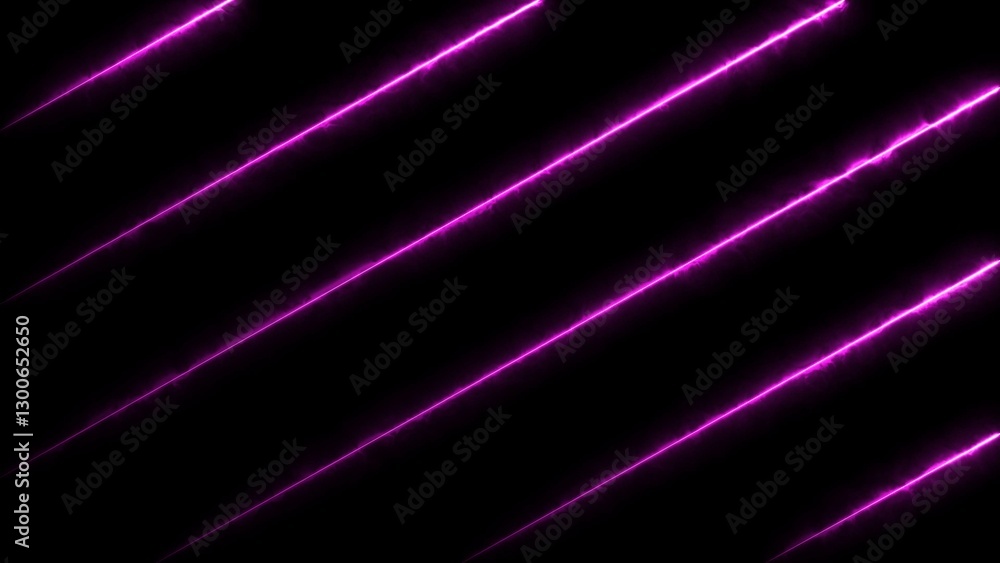 Fototapeta premium Animation bright neon magenta color electric lines 4k illustration black background.