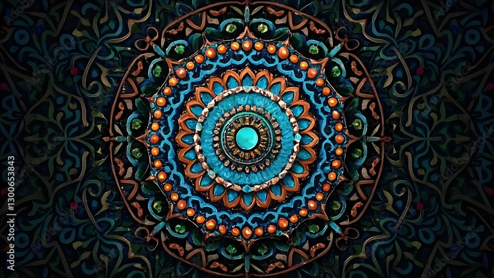 Design a richly detailed mandala-inspired background with intricate patterns and jewel tones. Design a richly detailed mandala-inspired background with intricate patterns and jewel tones.