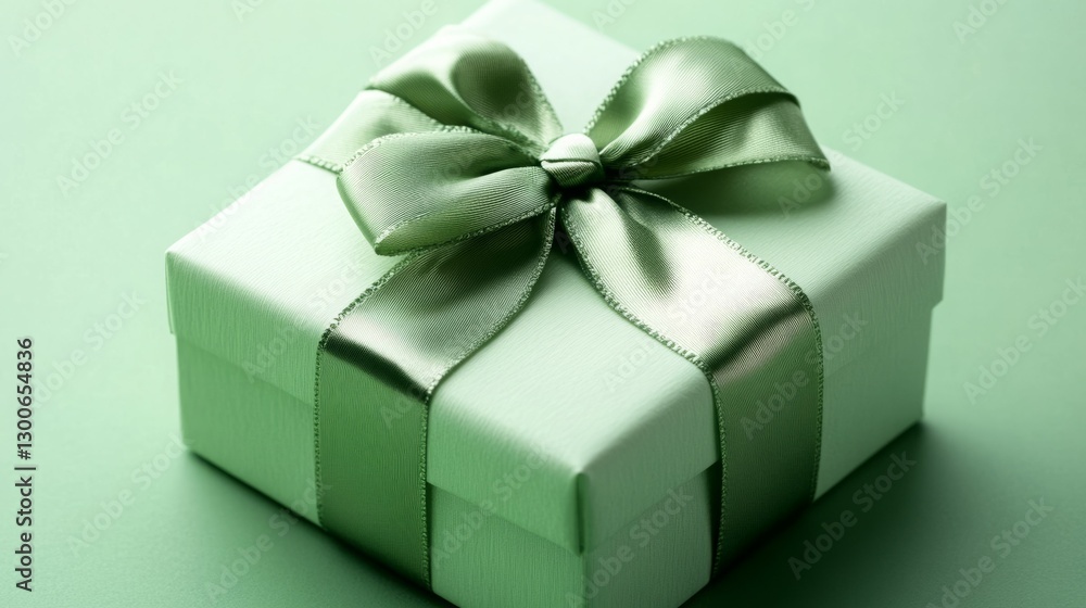 Elegant sage green gift box with a satin ribbon. Elegant sage green gift box with a satin ribbon.