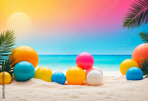 vibrant beach scene with co...