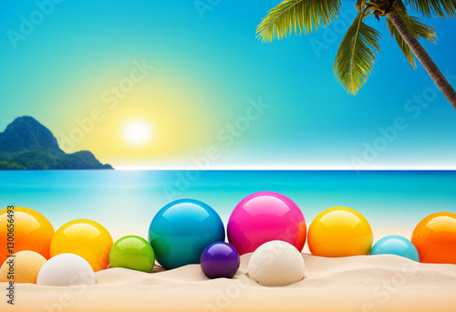 vibrant beach scene with co...