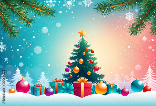 festive christmas tree with...