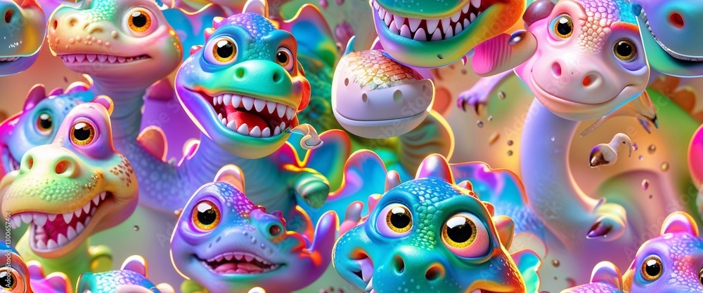 A lively seamless pattern features vibrant, playful dinosaurs in various colors and expressions, creating a fun and lively ambiance perfect for backgrounds and designs A lively seamless pattern features vibrant, playful dinosaurs in various colors and expressions, creating a fun and lively ambiance perfect for backgrounds and designs