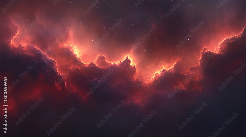 Fiery Nebula Cosmic Cloudscape Starry Expanse Fiery Nebula Cosmic Cloudscape Starry Expanse