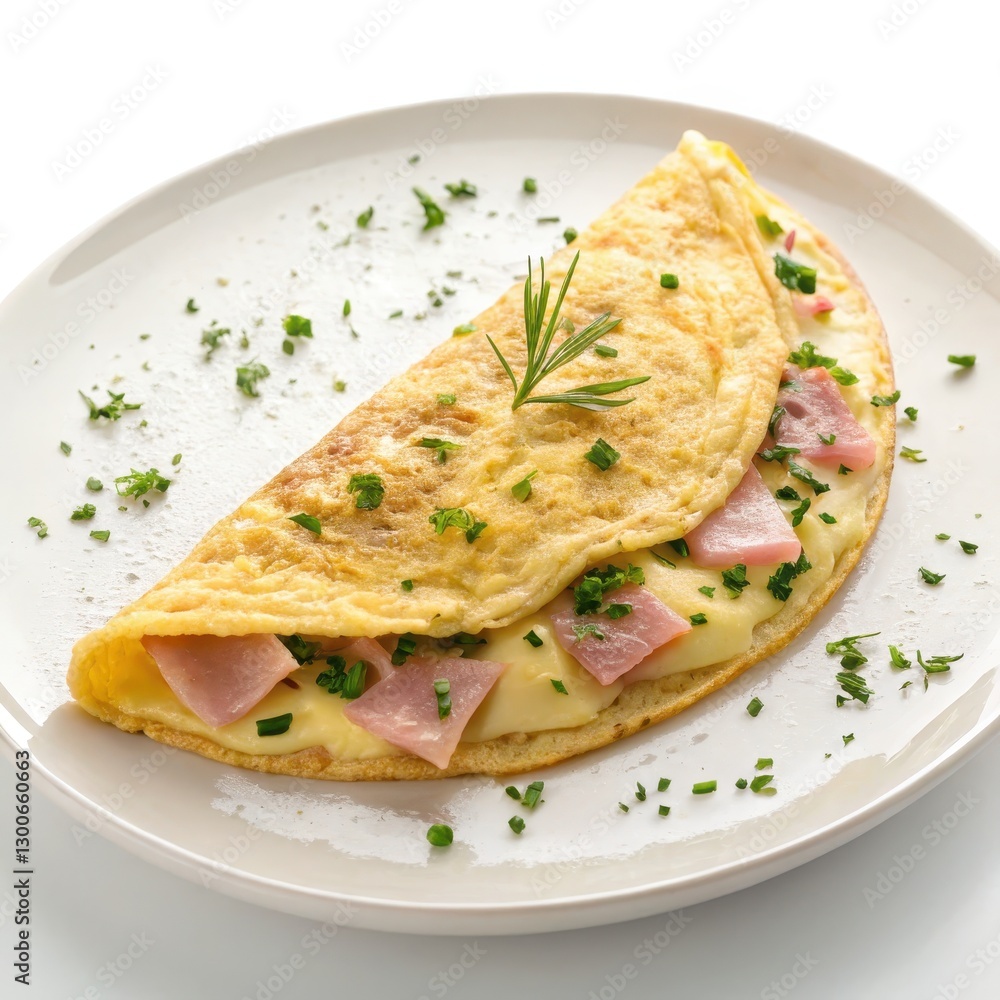 Delectable Homemade Omelet Plate with Herbs and Light Accents Delectable Homemade Omelet Plate with Herbs and Light Accents