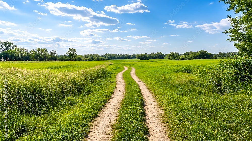 Sunny Country Road, Green Field, Summer - Nature Photography Sunny Country Road, Green Field, Summer - Nature Photography