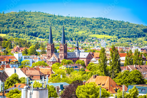 Obraz na płótnie Freiburg im Breisgau green cityscape panoramic view w salonie