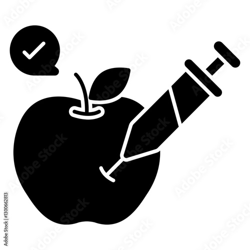 Editable design icon of injecting apple