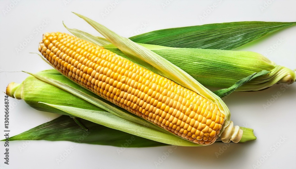 fresh ripe corn cobs with green leaves harvest vegetables top view organic natural food isolated fresh ripe corn cobs with green leaves harvest vegetables top view organic natural food isolated