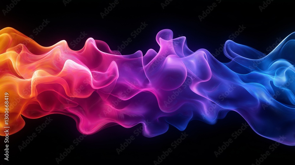 Obraz premium Colorful abstract waves creating a vibrant visual experience at night