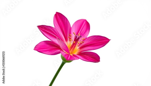 A single vibrant bloom, petals delicately unfurled, against a pure white backdrop, nature, delicate