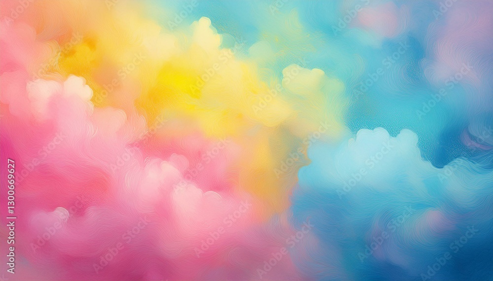 Fototapeta premium pink and yellow and blue watercolor pastel cotton candy rainbow splash background