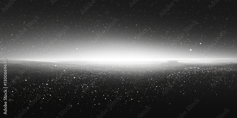 Fototapeta premium Ethereal Black and White Landscape with Starry Sky and Horizon