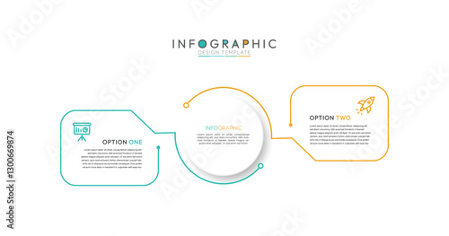 Thin line infographic template. Business concept with 2 options, step or process. Vector illustration. Simple flat infographic vector illustration for information analysis, presentation, report.