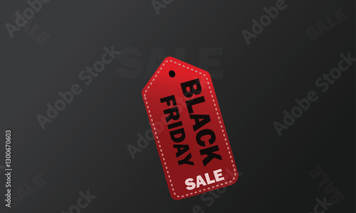 lack Friday Sale Red Tag On Isolated Black Background.