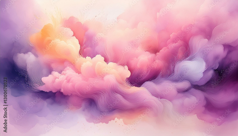 Fototapeta premium violet beige and pink watercolor pastel cotton candy rainbow splash background