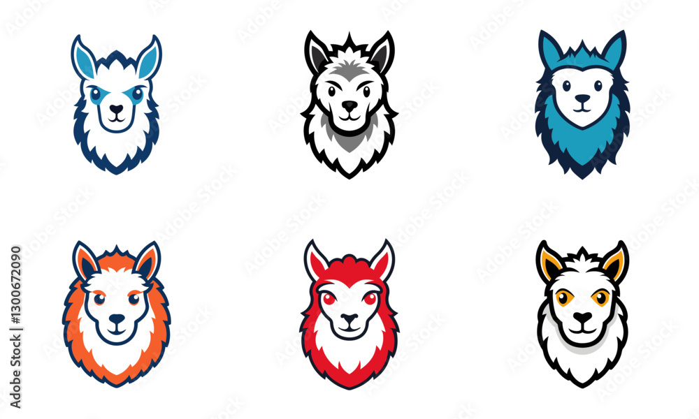 Fototapeta premium Alpaca head mascot logo design vector