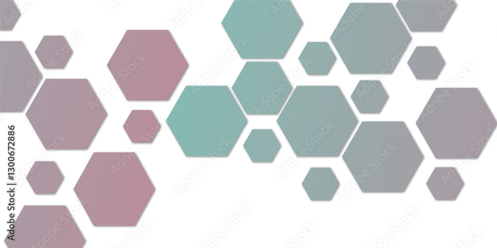 Abstract technology pink sky color geometric hexagon on transparent concept design honeycomb shape vector. 