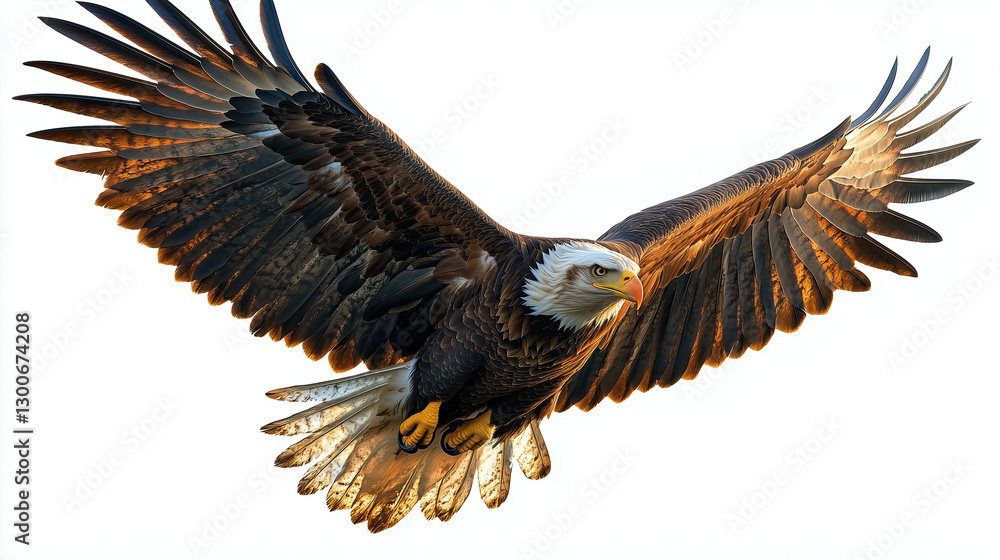 Obraz premium Majestic eagle soaring with outstretched wings, showcasing its powerful presence and beauty in flight