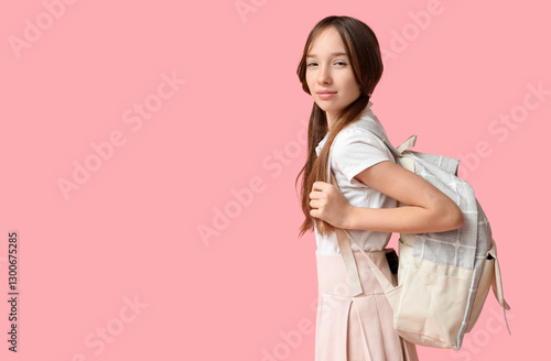 Cute schoolgirl with stylis...