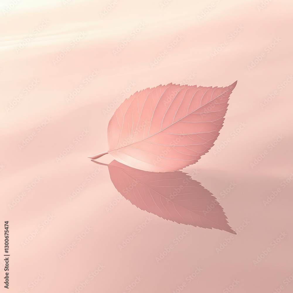 Fototapeta premium Serene Pink Leaf Floating on Calm Water